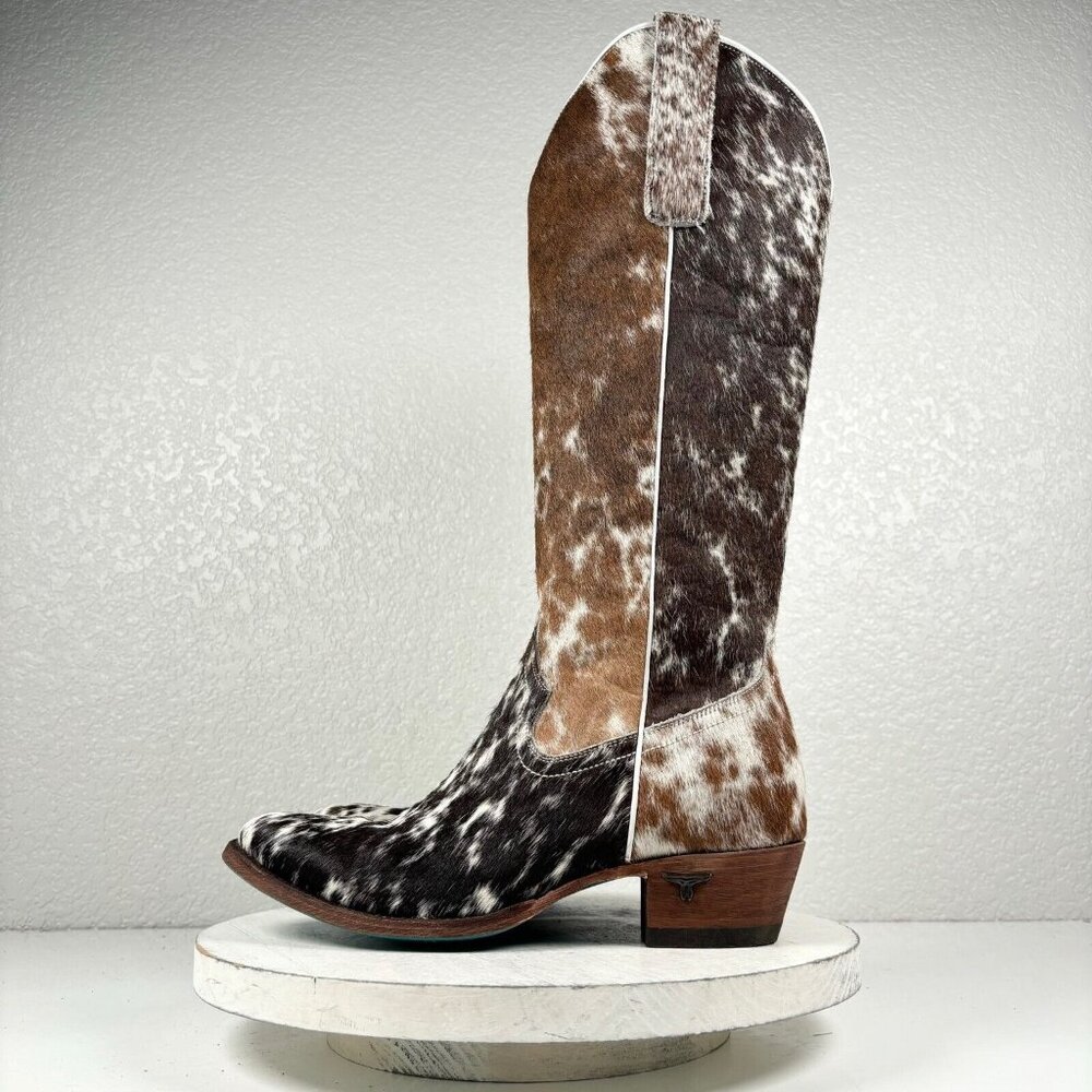 NEW Lane PLAIN JANE Hair on Hide Cowboy Boots Womens 9 Leather Cowgirl Western - Picture 5 of 9